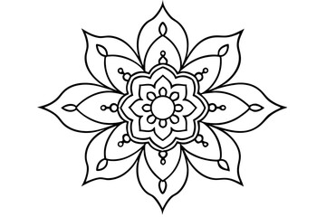 Traditional Indian Mehndi Flower Ornament Designs Vector Silhouette