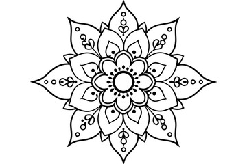 Traditional Indian Mehndi Flower Ornament Designs Vector Silhouette