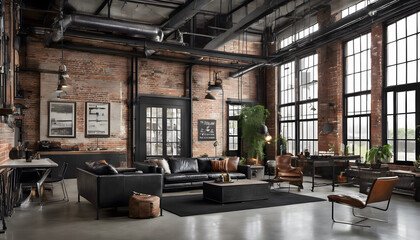 Spacious Industrial-Style Loft with Exposed Brick and High Ceilings