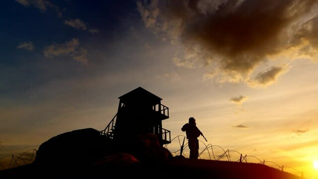 The military watchtower offers a stunning sunset view.