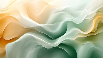 Obraz premium Abstract background with light brown and green and golden yellow colors, smooth lines, light gradient, soft curves, minimalist design.