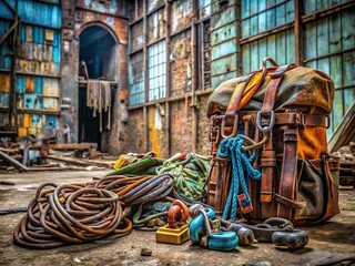 Vintage Mountaineering Equipment in Urban Exploration Photography for Adventurers and Hikers
