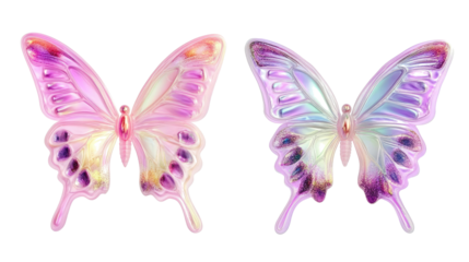 Iridescent Butterfly Elf Wings Collection Transparent Background Generative AI