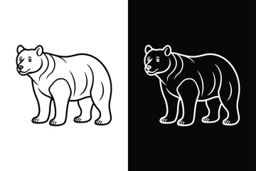 Vector illustration logo bear silhouette, bear isolated on white background.