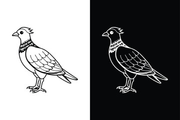 Beautiful bird pigeon silhouette black icon vector art illustration on white background.