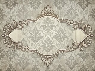 Vintage Shabby Chic Banner with Antique Ornament Border in Grey - Fashion Photography for Elegant Decor