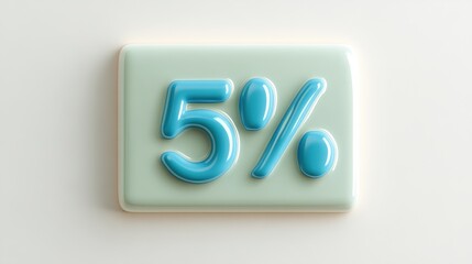 3D Blue Number Five Icon on Light Background