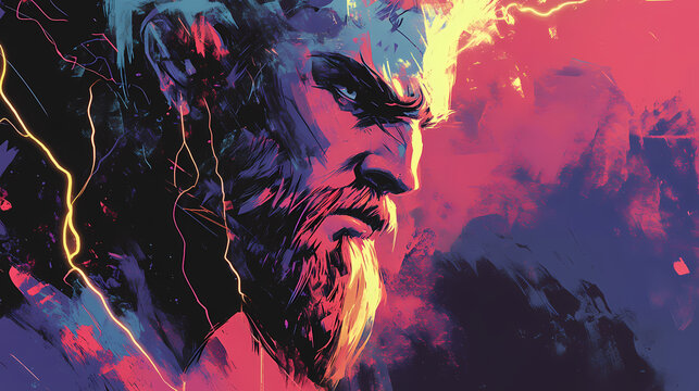 An abstract digital illustration depicting perun, the slavic god of thunder, lightning, and war. Thunder God. Illustration