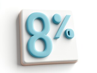 Blue 3D Icon of Number Eight