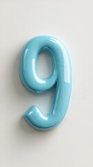 Fototapeta premium Blue 3D Number Nine Icon on Light Background