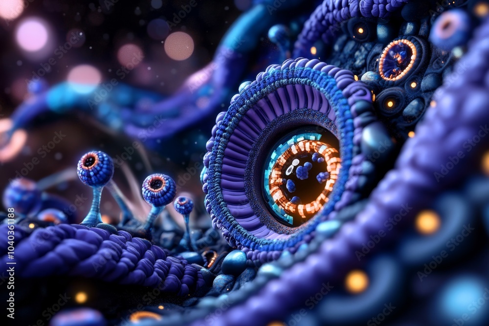 Poster pixel art of a human cell membrane, with 8-bit ion channels embedded in the membrane and pixelated i