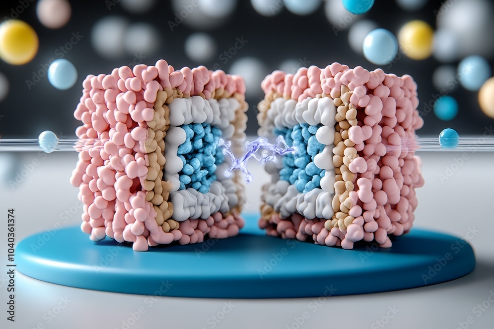 Poster potassium and sodium ion exchange in the membrane, showing the active transport of ions across the n
