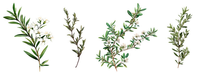 Fototapeta premium Rosemary branches isolated on transparent background, PNG