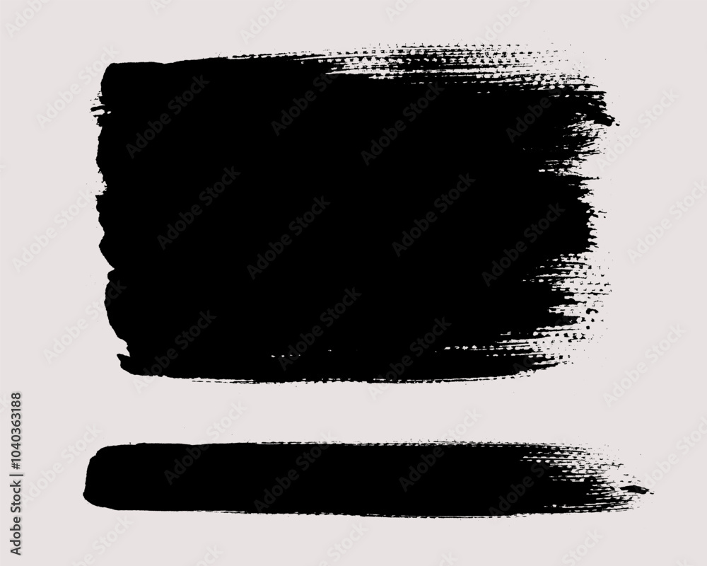 Aufkleber Brush strokes vector. Painted line and rectangle banner collection. Long and wide grunge background. Grain texture design elements