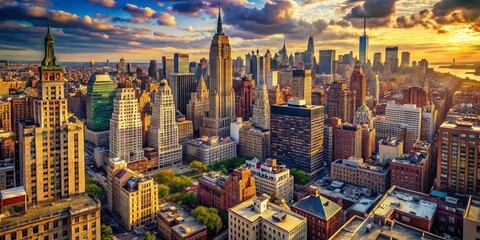 Vintage Style New York City Landscape Animation for 4K Backgrounds in Urban Photography