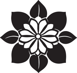 Simple flower logo vector black on white background