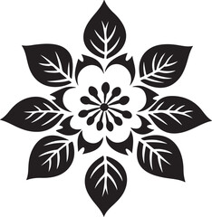 Simple flower logo vector black on white background