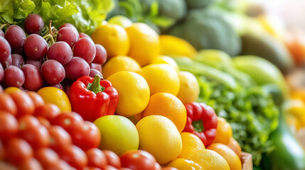 A colorful display of fresh fruits and vegetables captures attention at the local market, inviting shoppers to explore