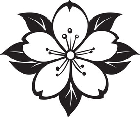 Simple flower logo vector black on white background