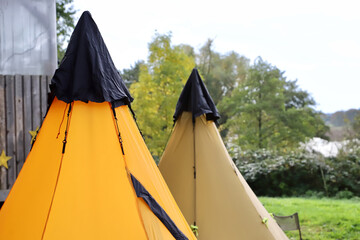 yellow tent in the wilderness