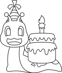 Snail Birthday Candle Cake Animal Vector Graphic Art Illustration