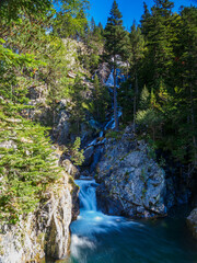 A waterfall in the Benasque Valley in the Pyrenees of Aragon, Spain