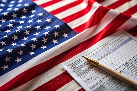 Wage and Tax Statement W-2 in Red with American Flag Background for Financial Awareness