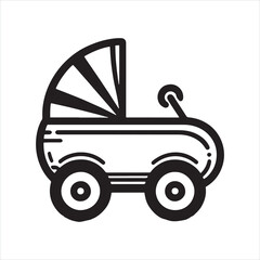 Baby Car Line Art silhouette on white background