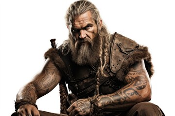 Tattoo beard skin white background.