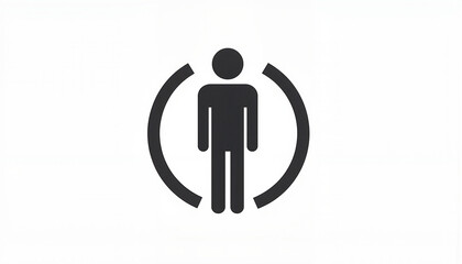 Minimalist icon of a person in a circular frame for user interface design