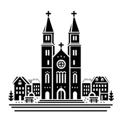 Fototapeta premium Church In The City Icon