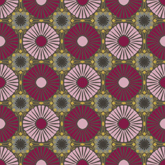 Boho art nouveau geometric seamless repeat pattern