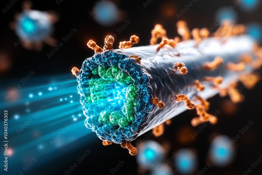 Poster calcium ion channel in a muscle cell membrane, showing calcium ions entering the cell to trigger mus