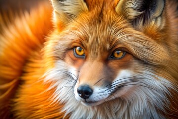 Red fox close-up portrait with focus on fur and alert gaze