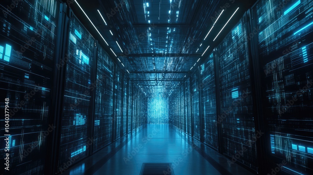 Poster exploring the futuristic realm of data storage a deep dive into high-tech server environments and in