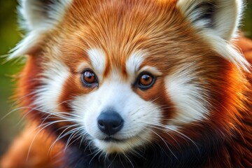 Obraz premium Red panda portrait close-up with striking fur and captivating eyes