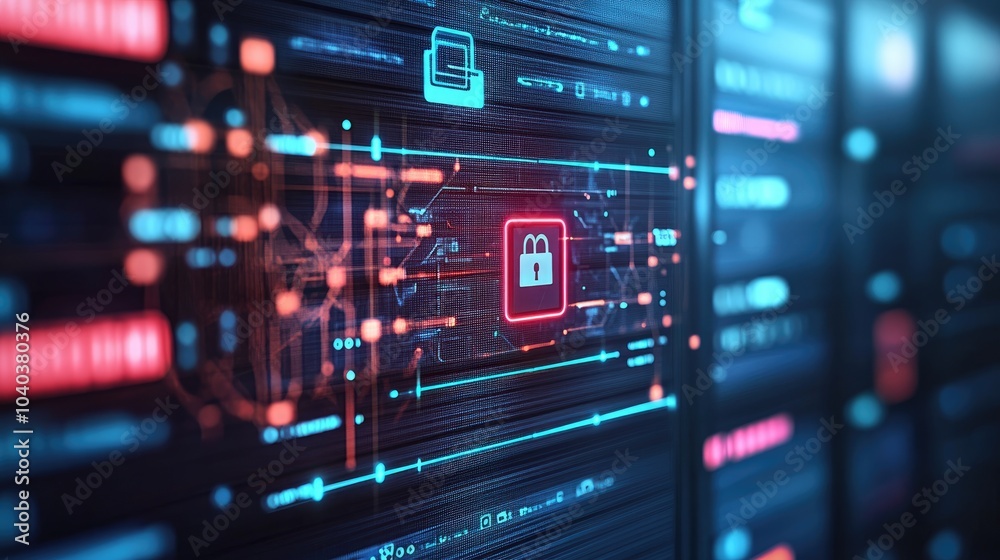 Poster securing the digital realm understanding cybersecurity through visual representation of data protect