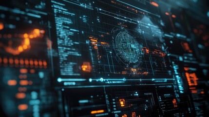 Fototapeta premium Futuristic digital interface with data visualization elements representing advanced technology concepts
