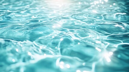 A vivid image of sparkling turquoise pool water reflecting the sun's rays, capturing the essence of a sunny day and the joy of summer relaxation.