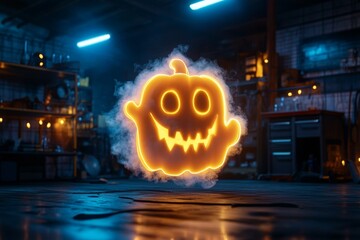 Ghostly figure floating in a dark room, barely visible in the shadows, creating an eerie, haunted feeling