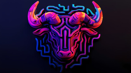 Colorful minotaur maze or labyrinth icon isolated on black background. ancient greek mythology. minimalism concept. 3d render illustration. Minotaur Labyrinth. Illustration