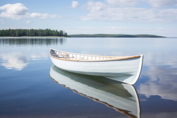 Canoe vehicle rowboat shore.