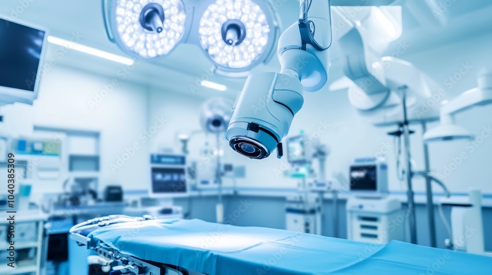 Aufkleber An advanced robotic surgical system performing a complex procedure in a modern operating room, clean and precise environment with a focus on medical robotics, Surgical style