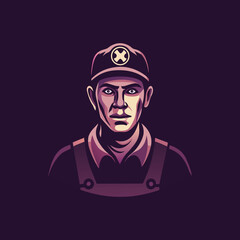 Garage worker icon in flat style