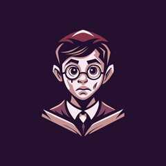 Flat style icon of a student