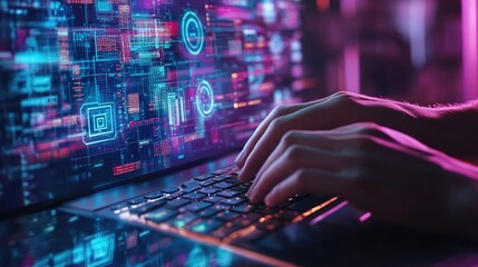 Obraz premium Exploring the digital frontier the art of coding in a high-tech environment
