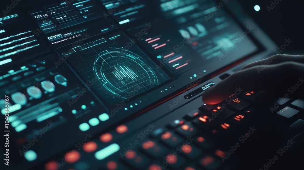 Poster exploring the intricacies of cybersecurity a glimpse into high-tech monitoring and data management