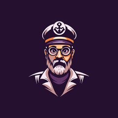 Flat style icon of a ship captain