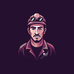 Flat style icon of a mine worker