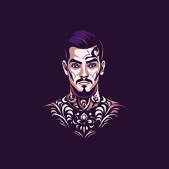 Tattoo man icon in flat style